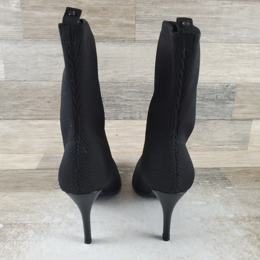 Lauren Ralph Lauren Mckay Womens Bootie Heel Sz 8 B Black Knitted Stiletto Heel